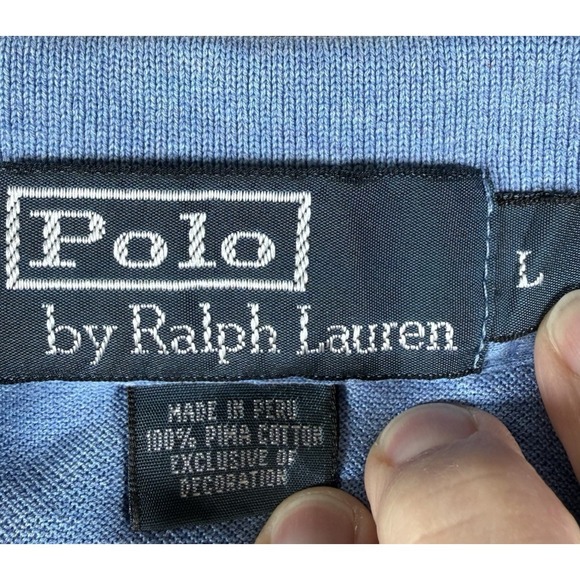 Polo Ralph Lauren Shirt Men's Large Blue Long Sleeve Pima Cotton Flesh Pony - Picture 3 of 6